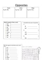 English Worksheet: opposites