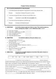 English Worksheet: Present Perfect Activities 2 - A2