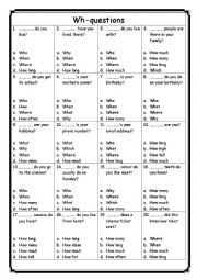 English Worksheet: wh-question