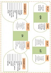 English Worksheet: PREPOSITION IN ON AT
