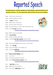 English Worksheet: Reported Speech Role Play