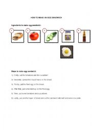 English Worksheet: How to make egg sandwich (information gap activity)