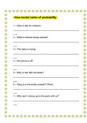 English Worksheet: Modal Verbs of Probability