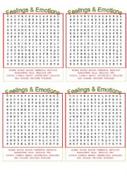 English Worksheet: Feelings and Emotions Crossword