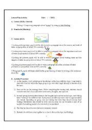 English Worksheet: lessopn plan