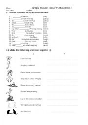 English Worksheet: simple present tense