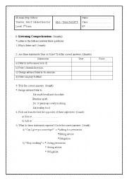 English Worksheet: Mid- Term Test n3