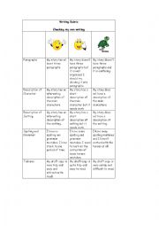 English Worksheet: Writing Rubric