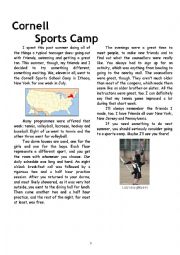 English Worksheet: Sports Camp test