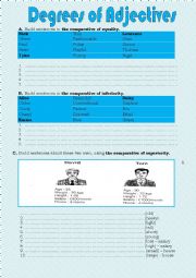 English Worksheet: degrees of adjectives