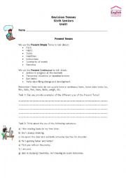 English Worksheet: Tenses Revision