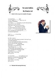 English Worksheet: For your babies by Simply Red