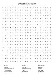 English Worksheet: BREAKFAST word search