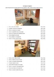 English Worksheet: Room Prepositions, True or False