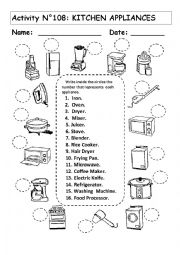 English Worksheet: KITCHEN APPLIANCES