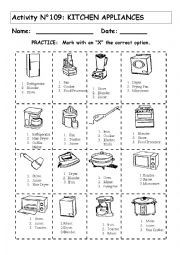 English Worksheet: KITCHEN ELECTRIC APPLIANCES