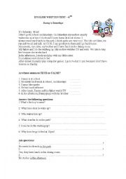 English Worksheet: test daily routine