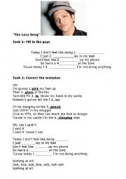 English Worksheet: The Lazy Song
