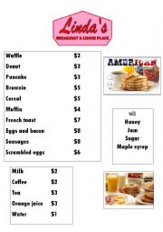 English Worksheet: American breakfast menu