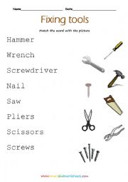 English Worksheet: Tools names