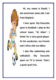 English Worksheet: My favourite sports
