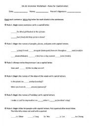 English Worksheet: ESL- G1 Grammar - Rules for Capitalization 