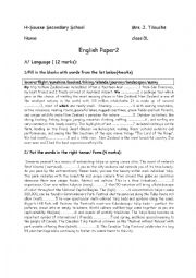 English Worksheet: term 2 paper 3rd form