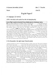 English Worksheet: term 2 paper 3rd form