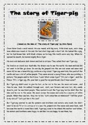 English Worksheet: The story of Tiger-pig