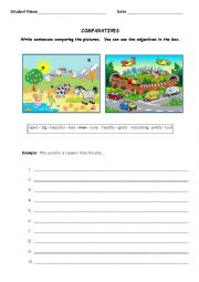 English Worksheet: Comparatives - Country vs City