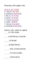 English Worksheet: Practising with regular verbs.