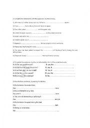 English Worksheet: Participle used as adjective and Expressing Prohibition. 
