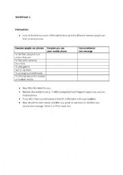 English Worksheet: Using mobile phones