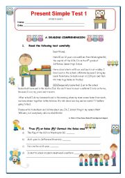 English Worksheet: Present Simple Test