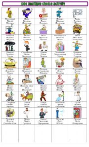 English Worksheet: JOBS MULTIPLE CHOICE ACTIVITY