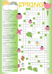 English Worksheet: Crossword: Spring