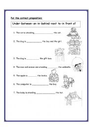 English Worksheet: prepositions of place