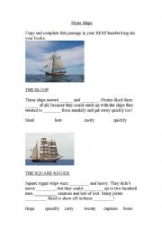 English Worksheet: pirate ships worksheet