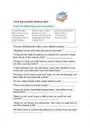 English Worksheet: World Book Day 23rd April