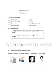 English Worksheet: Diagnostic test sixth grade