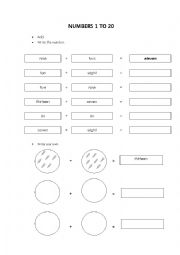 English Worksheet: Review Numbers 1 to 20