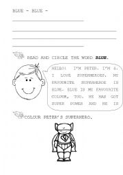 English Worksheet: colours pink and blue