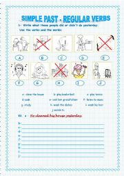 English Worksheet: regular verbs for beginners