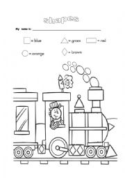 English Worksheet: Shapes and Colors