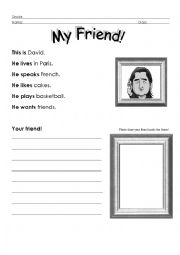 English Worksheet: Teaching 3rd Person Singular - Introduce my friend