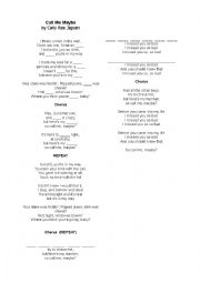 English Worksheet: CALL ME MAYBE