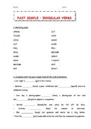 English Worksheet: Past simple - Irregular verbs