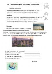 English Worksheet: reading , vocabulary and writing