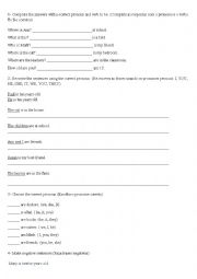 English Worksheet: Verb to be and personal pronouns