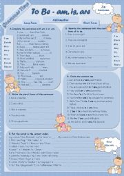 English Worksheet: Grammar Time Series  To Be Set (1) Affirmative  am, is, are